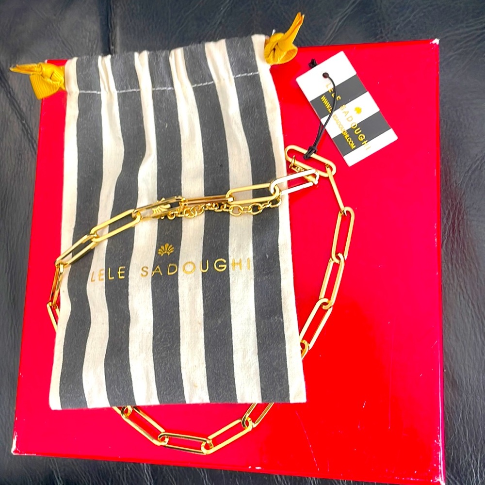 LELE SADOUGHI paper  clip chain collar necklace  15,5” length  New